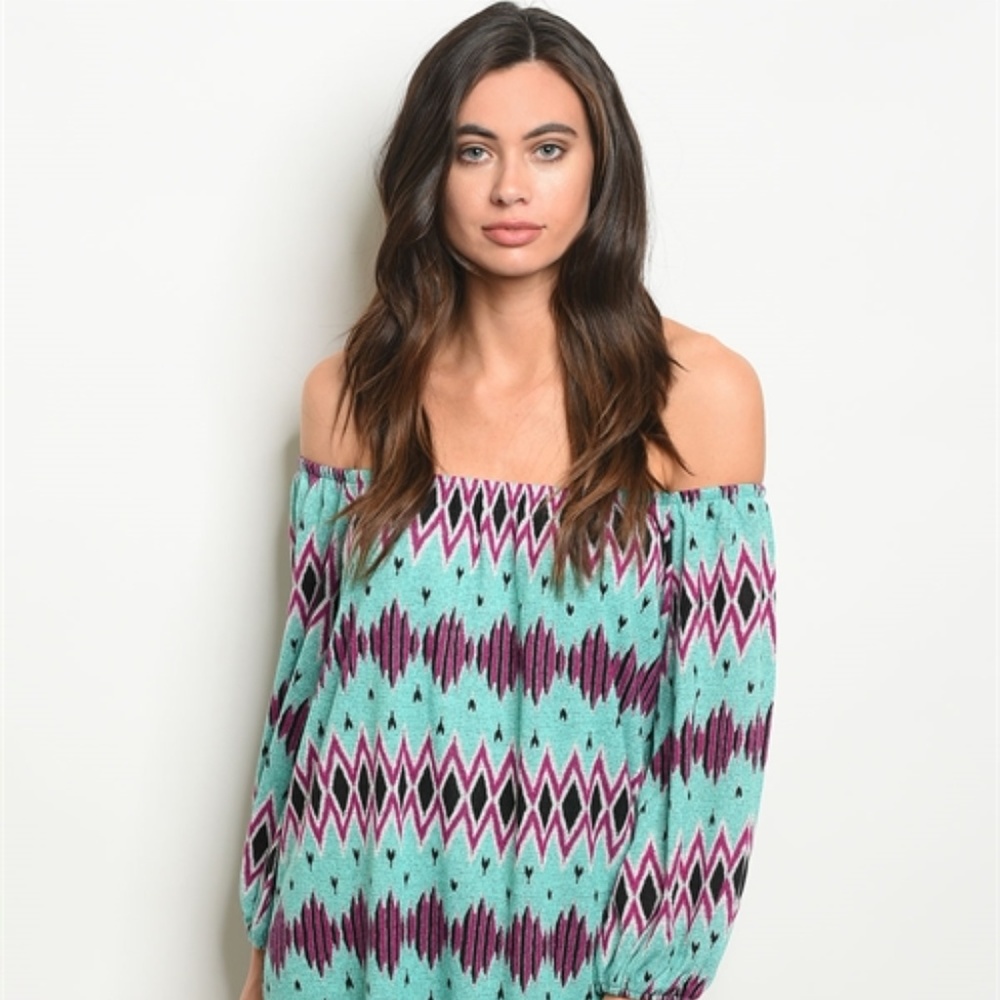 Va Va by Joy Han AQUA BLACK OFF SHOULDER DRESS